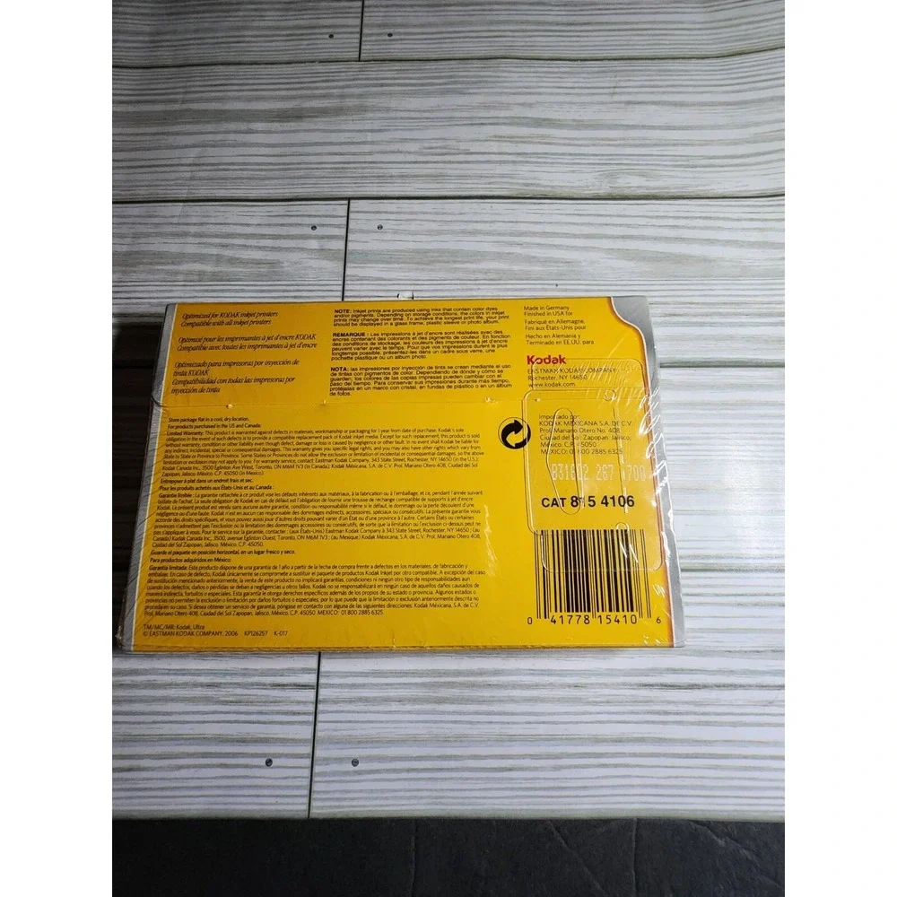 Sealed Kodak Premium Photo‎ Paper Gloss Instant Dry 60 Sheets 4x6 Size